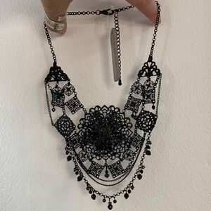 Relativity Black Lace Statement Necklace